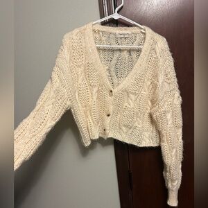 Impressions Cream Cable Knit Cardigan